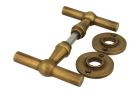Door handles T model "Chemin de fer" antique brass pair