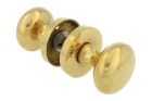 Pair of knobs round polished brass with round rosette