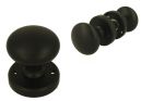 Pair of knobs round brass black with round rosettes
