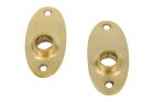 Pair oval escutcheons polished brass (through fixing)