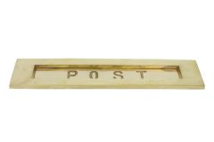 Letter plate "POST" polished brass inward opening