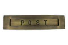 Letter plate "POST" antique brass inward opening