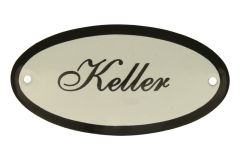 Enamel door plate "Keller" oval 100x50mm