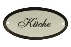 Enamel door plate "Küche" oval 100x50mm