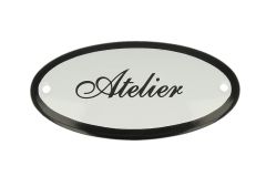 Enamel door plate "Atelier" oval 100x50mm