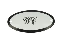 Enamel door plate "WC" oval 100x50mm