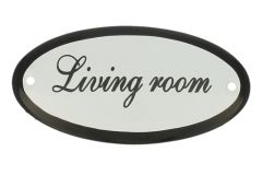 Enamel door plate "Livingroom" oval 100x50mm