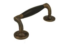 Pull handle 168mm with curve antique brass bakelite