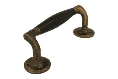 Pull handle 168mm with curve antique brass ebony
