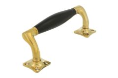 Pull handle 155mm with curve polished brass ebony