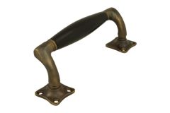 Pull handle 155mm with curve antique brass ebony