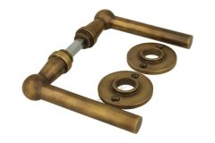 Door handles L model "Chemin de fer" antique brass pair