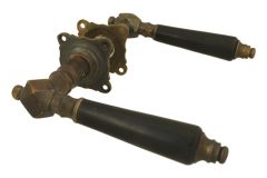 Door handles antique brass ebony pair including rosettes