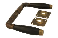 Door handles antique brass ebony pair (1931)