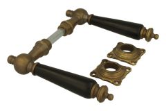 Door handles (1905) antique brass ebony pair