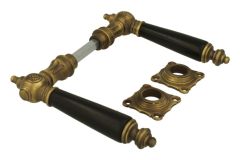 Door handles antique brass ebony pair (1892)