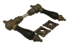 Door handles antique brass ebony pair