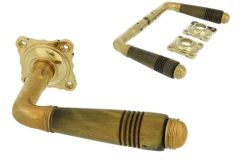 Door handles polished brass horn pair