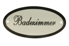 Enamel door plate "Badezimmer" oval 100x50mm