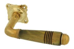 Single door handle with rosette polished brass horn (1908)