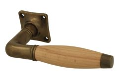 Single door handle with rosette antique brass beech (1930)