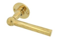 Single door handle with rosette L model polished brass