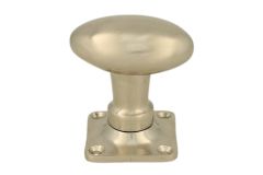 Turnable oval door knob satin nickel with square rosette
