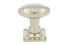 Turnable oval door knob nickel with square rosette