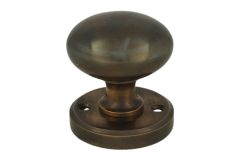 Turnable round door knob antique brass with round rosette