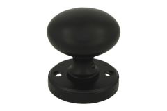 Turnable round door knob brass black with round rosette