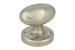 Turnable oval door knob satin nickel with round rosette