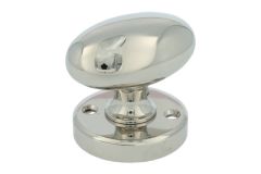 Turnable oval door knob nickel with round rosette