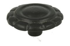 Cabinet knob cast iron round black powder coated