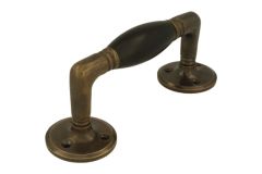 Pull handle 140mm antique brass ebony
