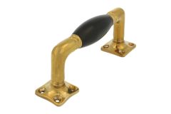 Pull handle 130mm polished brass ebony