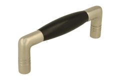 Kitchen handle 1920's satin nickel ebony, with 3 grooves