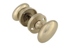 Pair of knobs oval satin nickel with round rosette