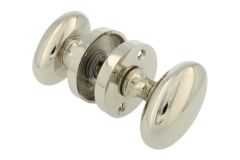 Pair of knobs oval nickel with round rosette