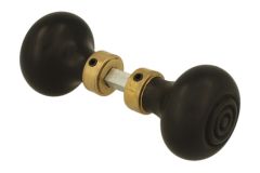 Pair of knobs ebony combined with polished brass