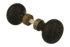 Pair of knobs ebony combined with antique brass