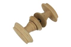 Pair of wooden knobs beech with ornamental edge