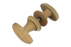 Pair of wooden knobs beech with rosettes spindle size 8mm