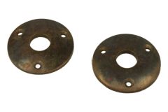 Pair round escutcheons antique brass Øhole 15mm