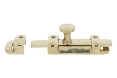 Tower bolt for inward opening windows polished brass