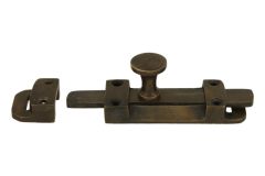 Tower bolt for inward opening windows antique brass