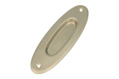 Recessed sliding door flush pull oval satin nickel