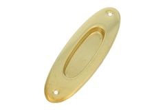 Recessed sliding door flush pull oval polished brass