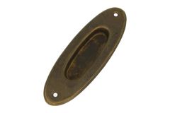 Recessed sliding door flush pull oval antique brass