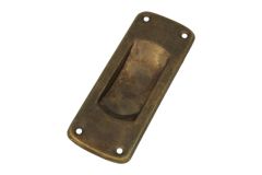Recessed sliding door flush pull antique brass