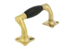 Window sash lift handle with curve polished brass ebony
